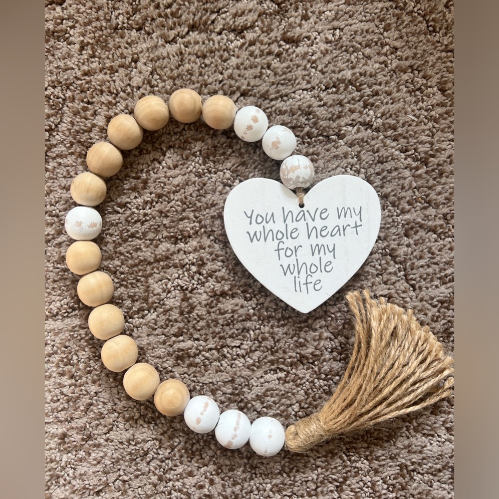 💛🦢5 FOR $10!!! 🦢💛 Wooden Bead Garland with Heart and Tassel